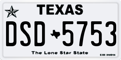 TX license plate DSD5753