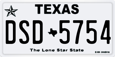 TX license plate DSD5754