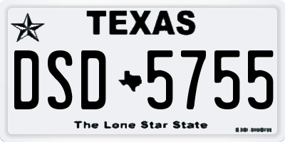 TX license plate DSD5755