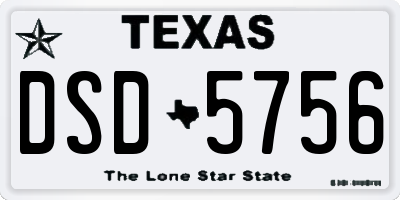 TX license plate DSD5756