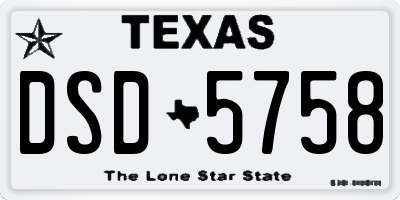 TX license plate DSD5758