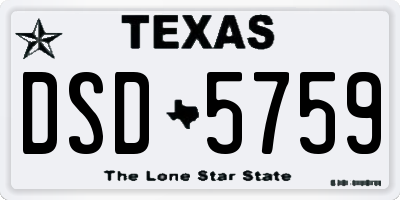 TX license plate DSD5759