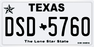 TX license plate DSD5760