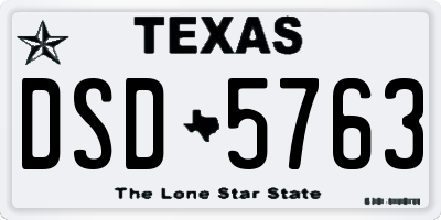 TX license plate DSD5763