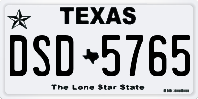 TX license plate DSD5765