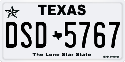 TX license plate DSD5767