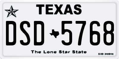 TX license plate DSD5768