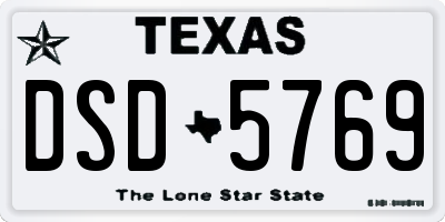 TX license plate DSD5769