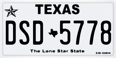 TX license plate DSD5778