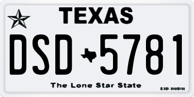 TX license plate DSD5781
