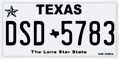 TX license plate DSD5783