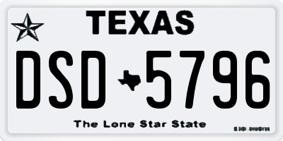 TX license plate DSD5796