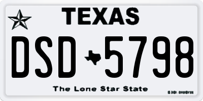 TX license plate DSD5798