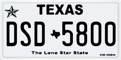 TX license plate DSD5800