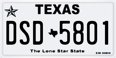 TX license plate DSD5801