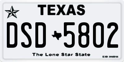 TX license plate DSD5802