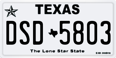 TX license plate DSD5803