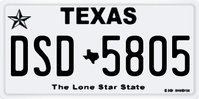TX license plate DSD5805