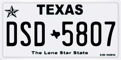 TX license plate DSD5807