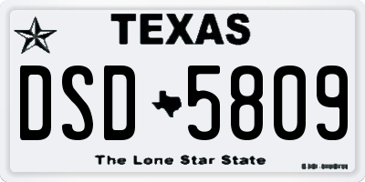 TX license plate DSD5809