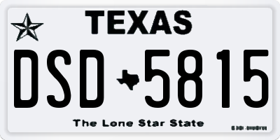 TX license plate DSD5815