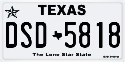 TX license plate DSD5818