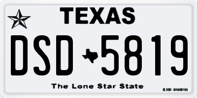 TX license plate DSD5819