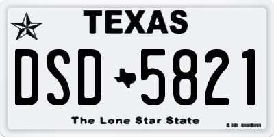 TX license plate DSD5821