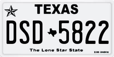 TX license plate DSD5822