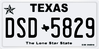 TX license plate DSD5829