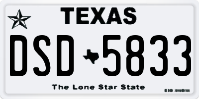 TX license plate DSD5833