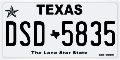 TX license plate DSD5835