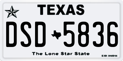 TX license plate DSD5836