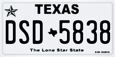 TX license plate DSD5838