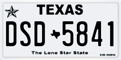 TX license plate DSD5841