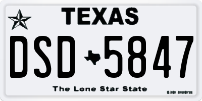 TX license plate DSD5847