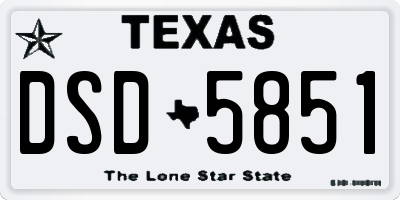 TX license plate DSD5851