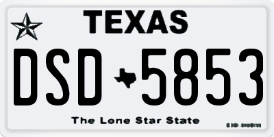 TX license plate DSD5853