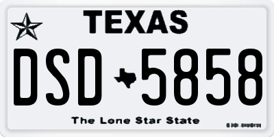 TX license plate DSD5858