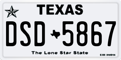 TX license plate DSD5867