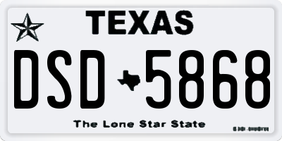 TX license plate DSD5868