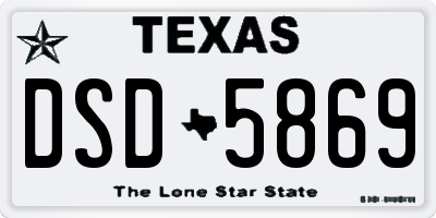TX license plate DSD5869