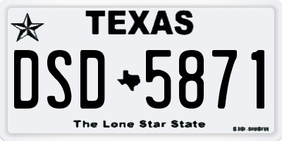 TX license plate DSD5871