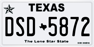 TX license plate DSD5872