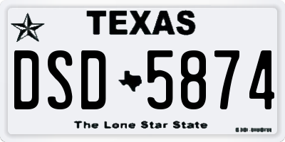 TX license plate DSD5874