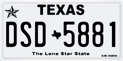 TX license plate DSD5881