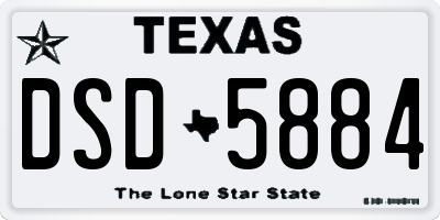 TX license plate DSD5884