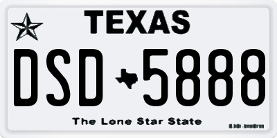 TX license plate DSD5888