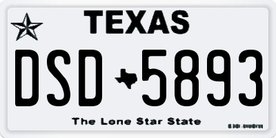 TX license plate DSD5893