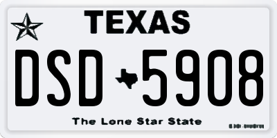 TX license plate DSD5908